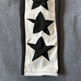 Star Patch Color Block Wide Leg Sweatpants