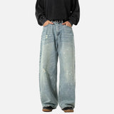 Japanese Style Washed Splatter Relaxed Fit Jeans