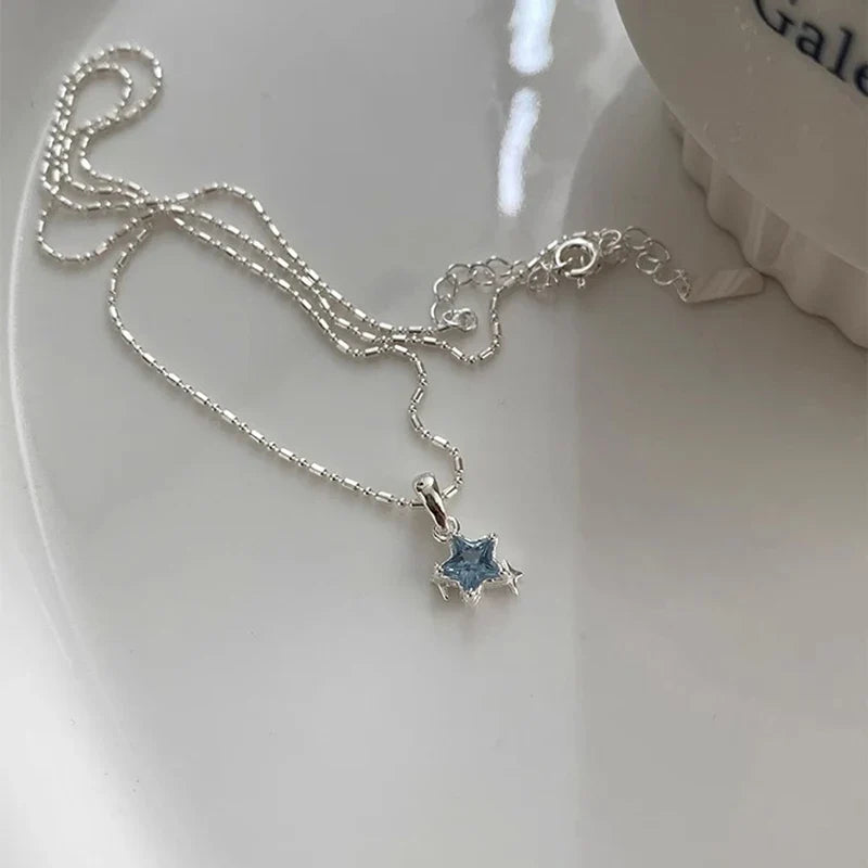 Elegant Blue Star Sterling Silver Necklace