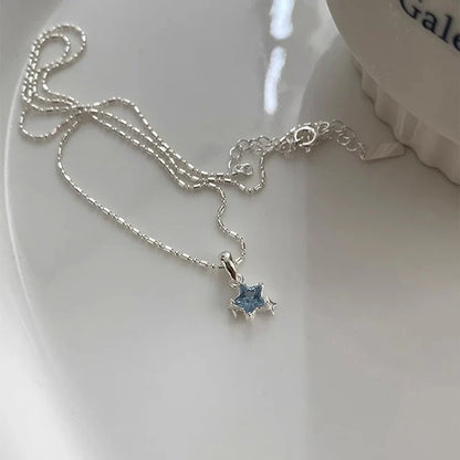 Elegant Blue Star Sterling Silver Necklace