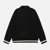 Y2K Preppy Striped Tie Collar Knit Sweater