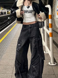 Vintage Lace-Up High Waisted Emo Jeans