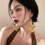 Exaggerated Leaf Drop Gold Earring