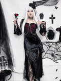 Elegant Gothic Lace Midi Dress Women