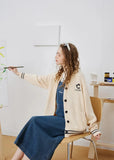 Y2K Minimalist Embroidered Color Block Cardigan