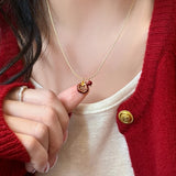 Enamel Pomegranate Gold Necklace