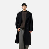 Stylish Double Breasted Wool Hooded Suit Coat