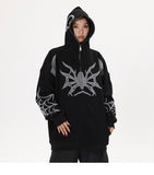Y2K Spider Embroidery Zip-Up Hoodie