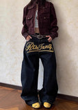 Y2K Korean Style Letter Print Denim Jeans