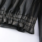 Real Sheepskin Distressed Leather Zipper Jacket