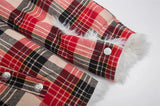 Winter Flexible Plaid Fox Fur Collar Retro Jacket