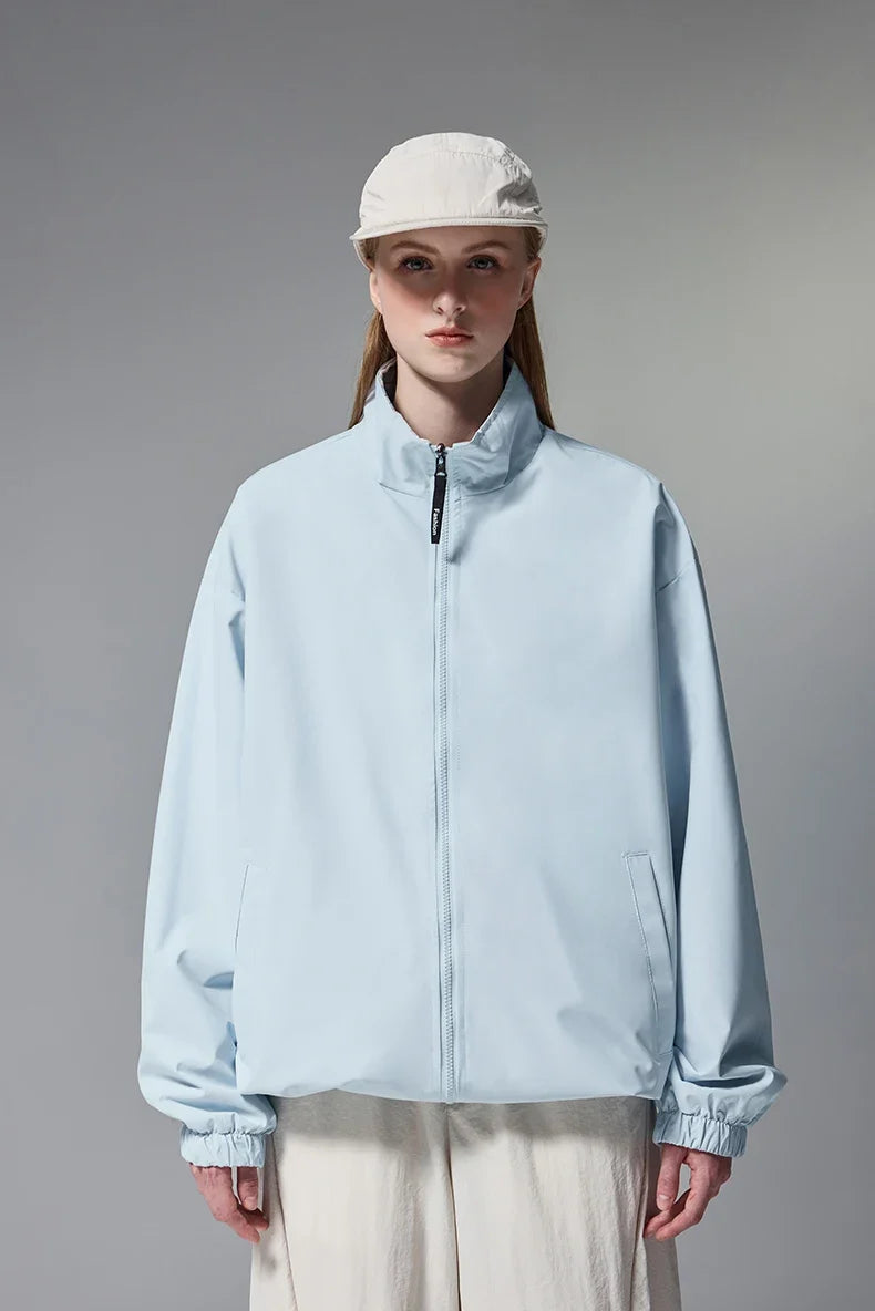 Solid Color Zip-Up Windbreaker Jacket