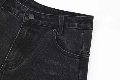 Side-Ripped Washed Jorts
