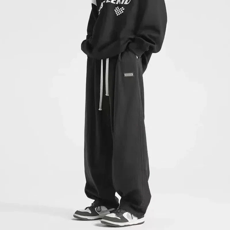 Streetwear Solid Color Elastic Waist Cotton Sweatpants