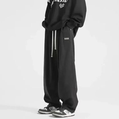 Streetwear Solid Color Elastic Waist Cotton Sweatpants