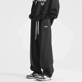Streetwear Solid Color Elastic Waist Cotton Sweatpants