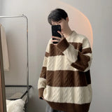 Streetwear Cozy Striped Casual Knitwear Sweater