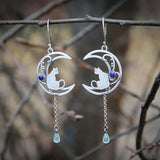 Retro Carving Silver Cat Earring