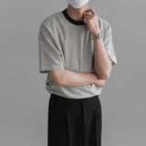 Casual Luxury Korean Style Textured O-Neck T-Shirt