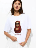 Versatile American Style Cartoon Print Casual T-Shirt
