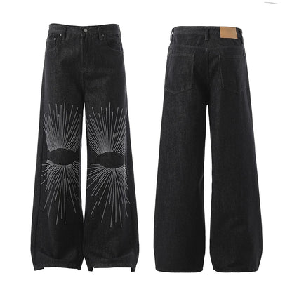 Embroidered Casual American Style Retro Jeans