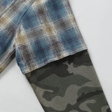 Streetwear Camouflage Patchwork Long Sleeve Button Shirt