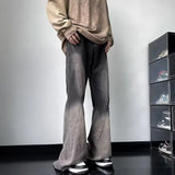 Streetwear Vintage Gray Wide Leg Flare Jeans