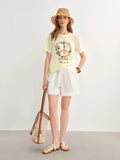 Breathable Botanical Print Curve Sculpting T-Shirt