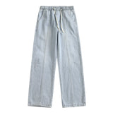 Distressed Denim Drawstring Casual Wide Leg Jeans