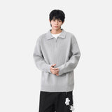 Comfortable Ribbed Knit Half Zipper Sweater