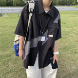 Versatile Japanese Casual Contrast Color Shirt