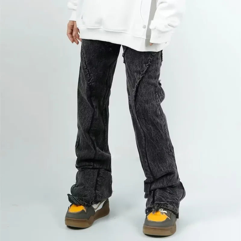 Cyber Washed Black Baggy Stacked Jeans