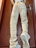Vintage Washed Multiple Pockets Denim Jeans