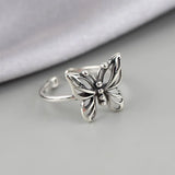 Butterfly Punk Gothic Adjustable Silver Ring