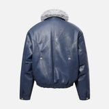 Breathable Y2K Fur Collar Leather Motorcycle Jacket