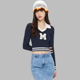 Color Clash Stripe V-Neck Sweater
