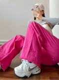 Pink Y2K High Waist Wide Leg Jeans