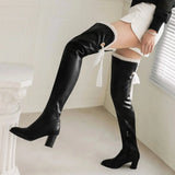 Sexy Black & Red Lace Over-The-Knee Leather Boot