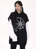 Rhinestone Graphic Print Hoodie
