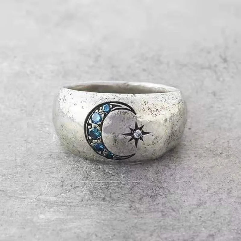 Vintage Silver Moon Sun Ring