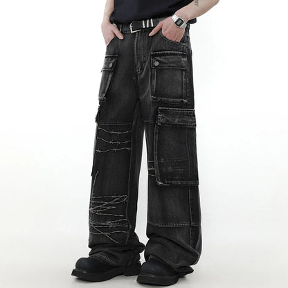 Graffiti Patch Cargo Denim Pants