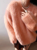 Soft Pink Long Sleeve Mink Wool Sweater