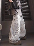 Streetwear High Street Patched Wide Leg Jeans