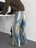 Retro Straight & Sleek Cyber Blue Tie Dye Jeans