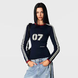 Women Cool Retro Patchwork Slim Fit T-Shirt