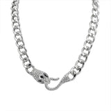 Black Cuban Chain Medusa Snake Necklace
