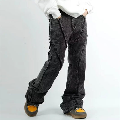 Cyber Washed Black Baggy Stacked Jeans