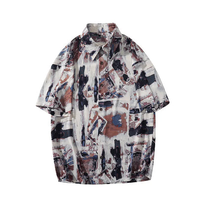 Casual Printed Loose Ice Silk Shirt
