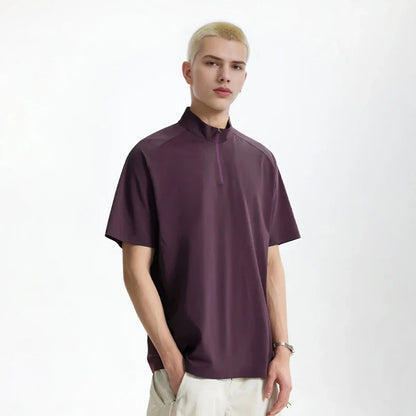 High Collar Urban Zip T-Shirt