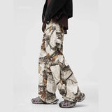 White Cargo Oversize Denim Trousers Jeans